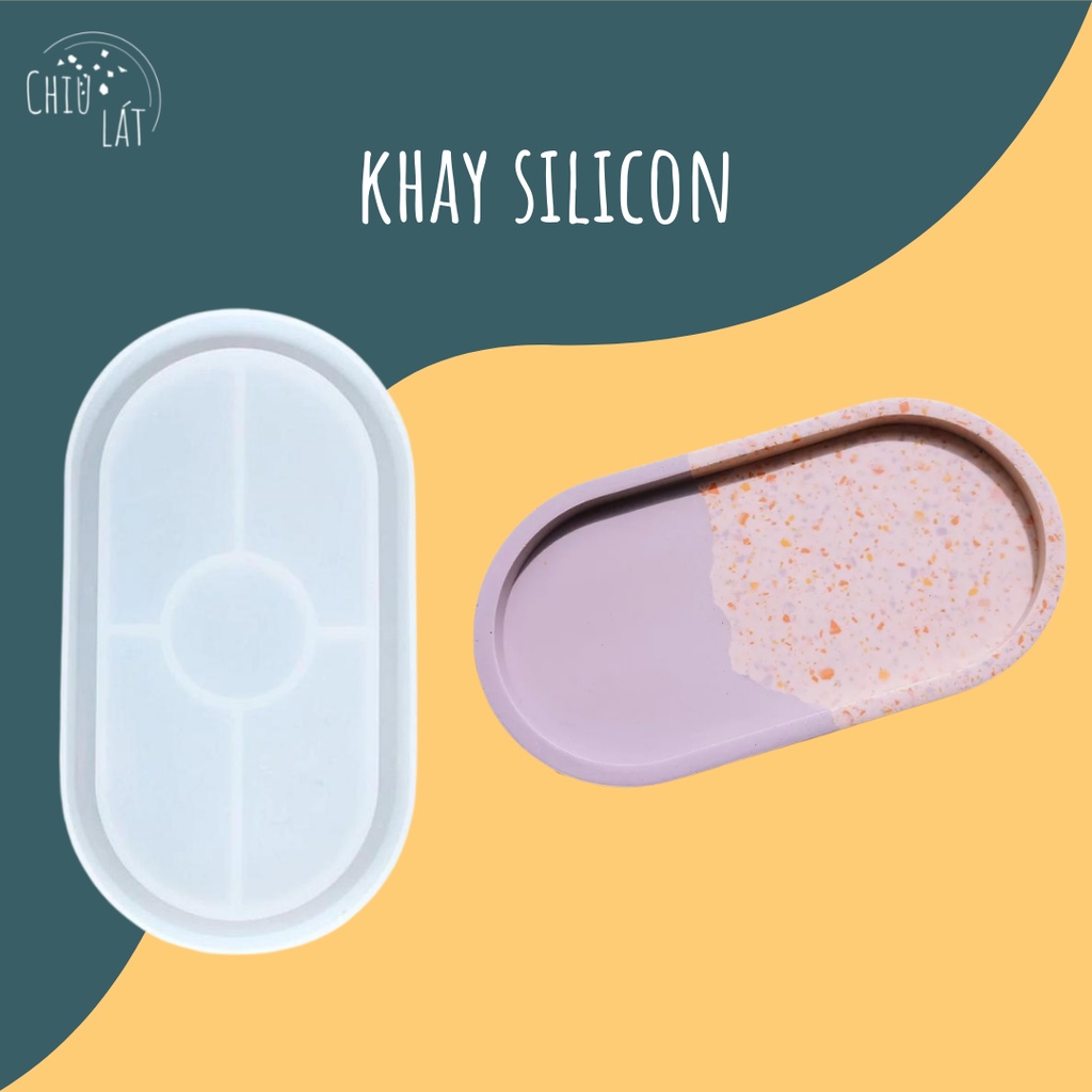 Khuôn Silicon hình khay làm đồ Jesmonite, Resin, DIY, Concrete
