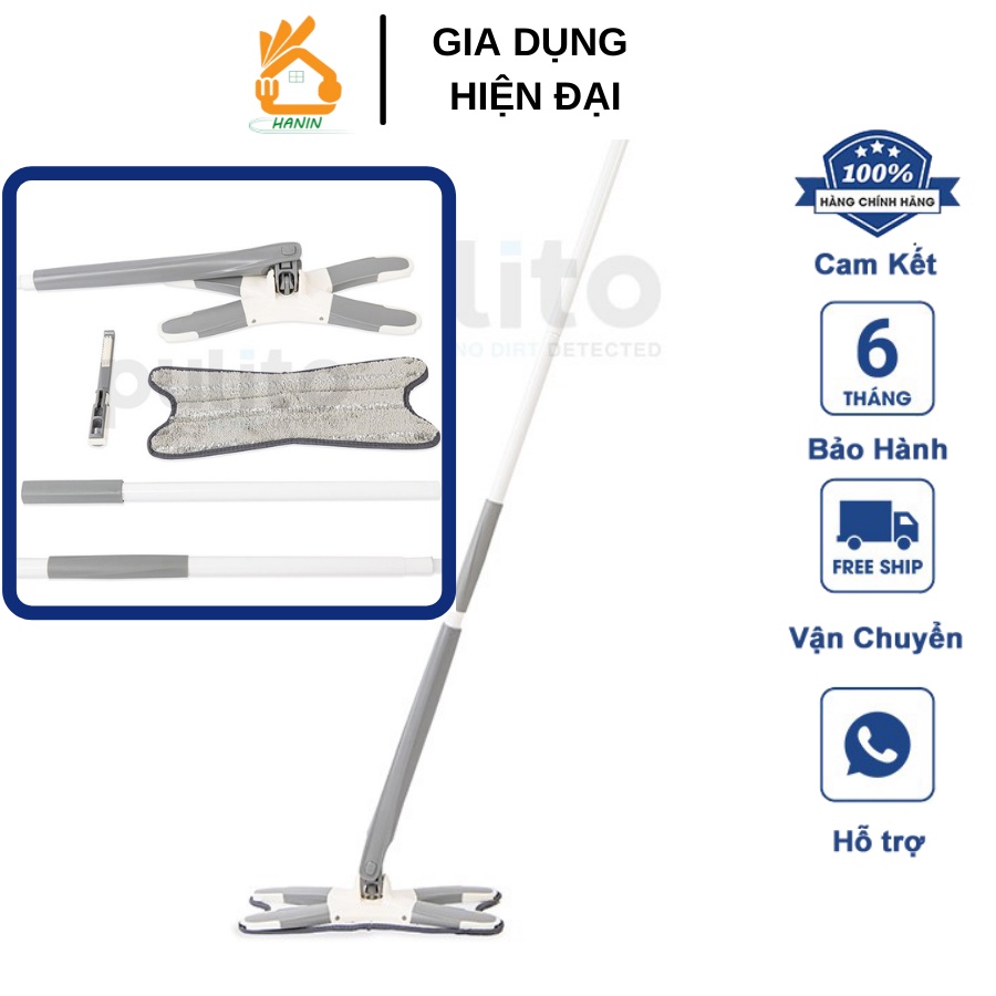 Cây lau nhà tự vắt chữ X xoay 360 độ sạch nhanh, tiện lợi -  Cây lau nhà thông minh tự vắt vặn xoắn cho sàn gỗ