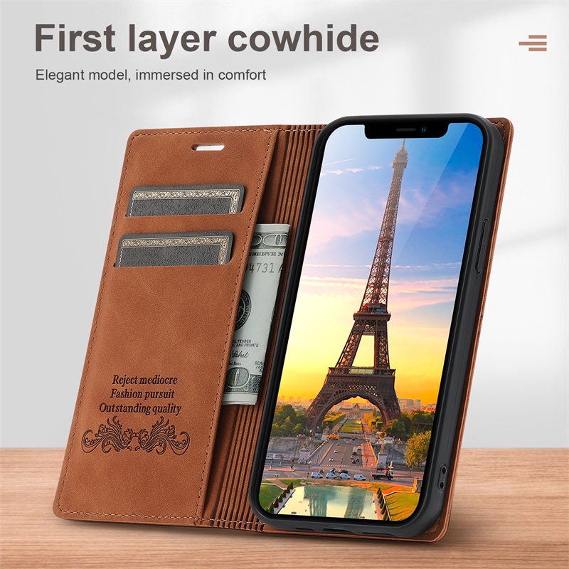 Bao da điện thoại kiểu ví đựng thẻ cho For iPhone 12 11 pro max