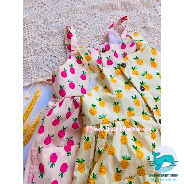 [Rẻ vô địch] Váy Hai Dây Túi Đắp Quả Dứa Vintage Lót Vai Hàng Thiết Kế Xinh Đẹp