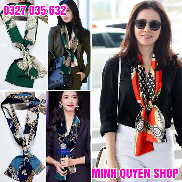 Khăn Turban Hedband Bandana Lụa Buộc Tóc, Quàng Cổ Nữ Tính / 145x15 cm