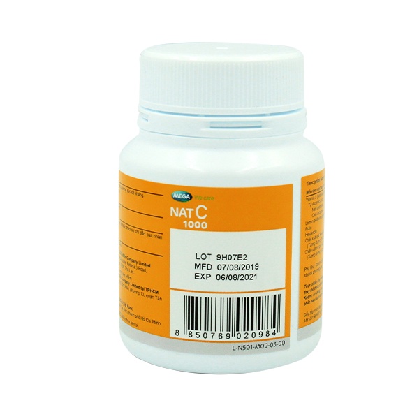 [GIÁ GỐC] Viên uống Vitamin C Nat C 100 bổ sung Vitamin C - Hộp 30 viên