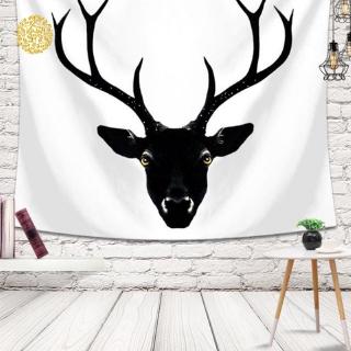 Thảm Treo Tường Bằng Polyester In Họa Tiết Hươu Đen Hình Chữ Nhật Trang Trí Đa Ứng Dụng
