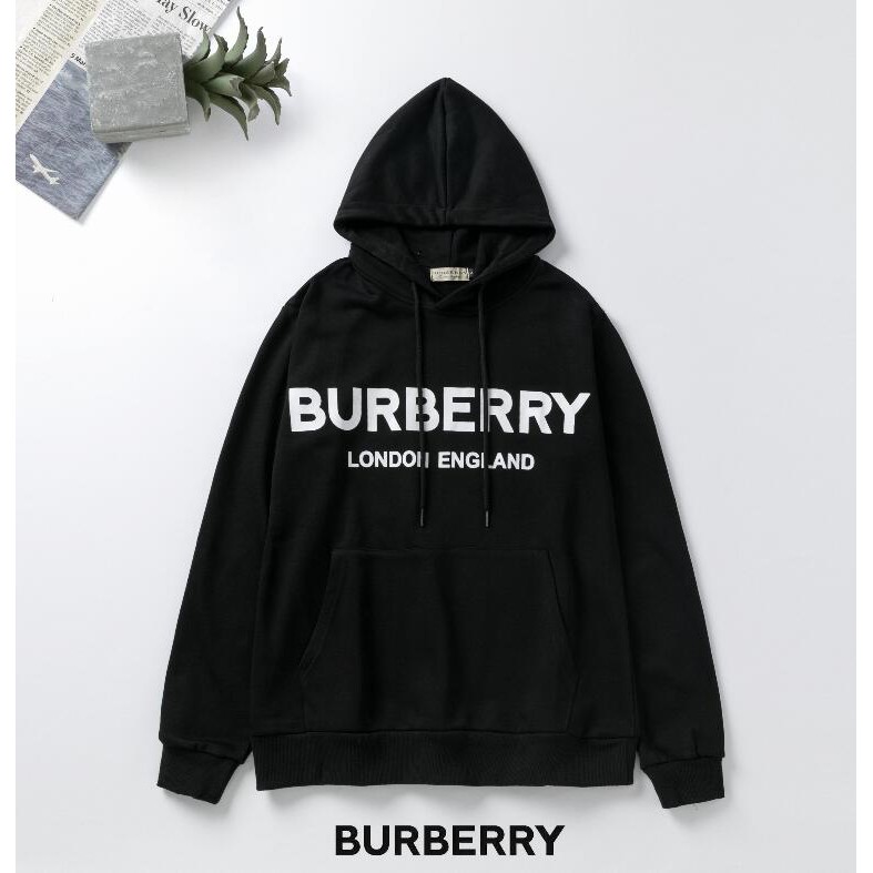 Áo hoodie cotton in chữ Burberry thời trang cho nam và nữ