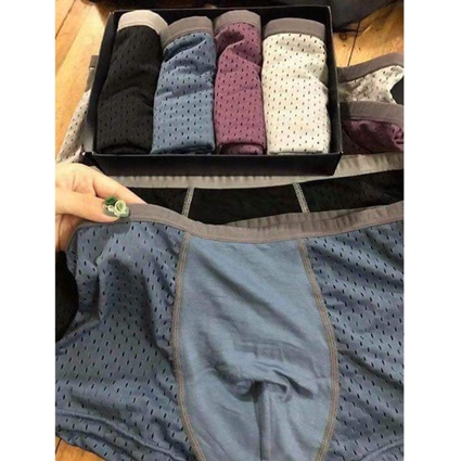 [Hộp 4 Chiếc] Quần Lót Nam Thông Hơi Cao Cấp ❤️ Quần Sịp Nam Đùi Boxer Lưới Xuất Nhật LOTNAM08