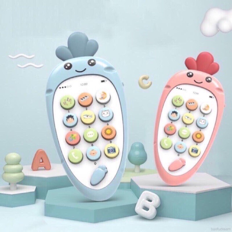 Đồ chơi điện thoại hình chuột mickey doremon cho bé, cà rốt, elsa, gấu pull
