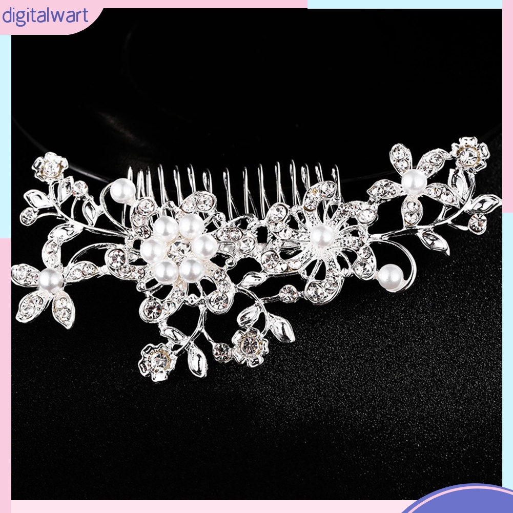 Lược Cài Tóc Hình Bông Hoa Đính Ngọc Trai Nhân Tạo Sang Trọng