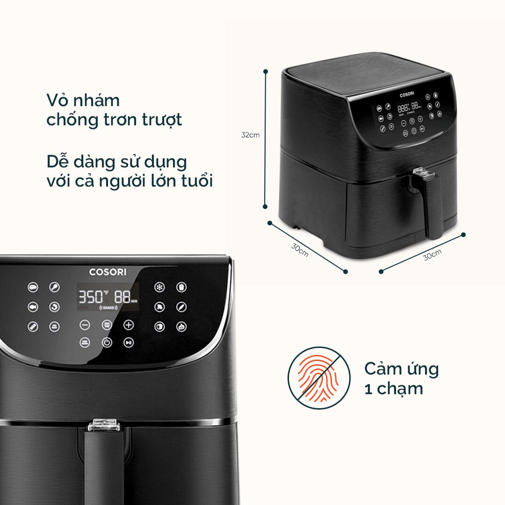 Nồi chiên không dầu Cosori CP158 - AF (5,5 lít) màu đen - Chính hãng bảo hành 2 năm