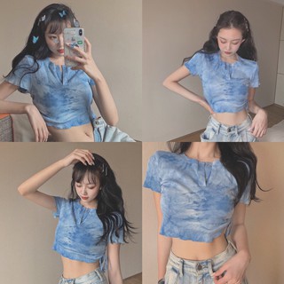 Áo croptop loang rút eo