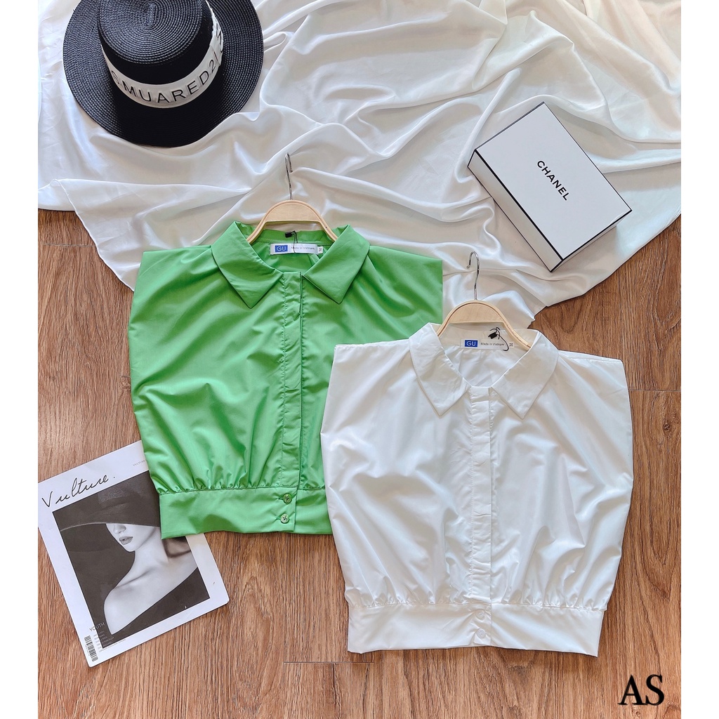 [Mã FAMARAL1 giảm 10K đơn 50K] ÁO SƠ MI GU TAY LIỀN DÁNG CROP