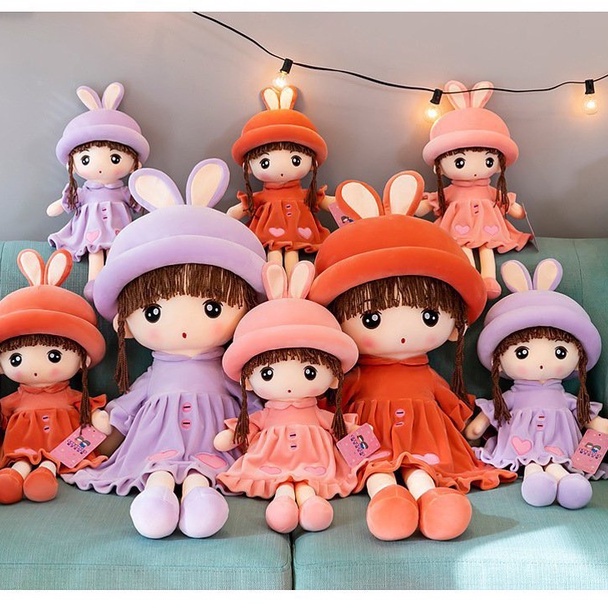 Gấu Bông Búp Bê Tai Thỏ , Thú Nhồi Bông Quà 1-6 Cho Bé Size 70-80-90Cm