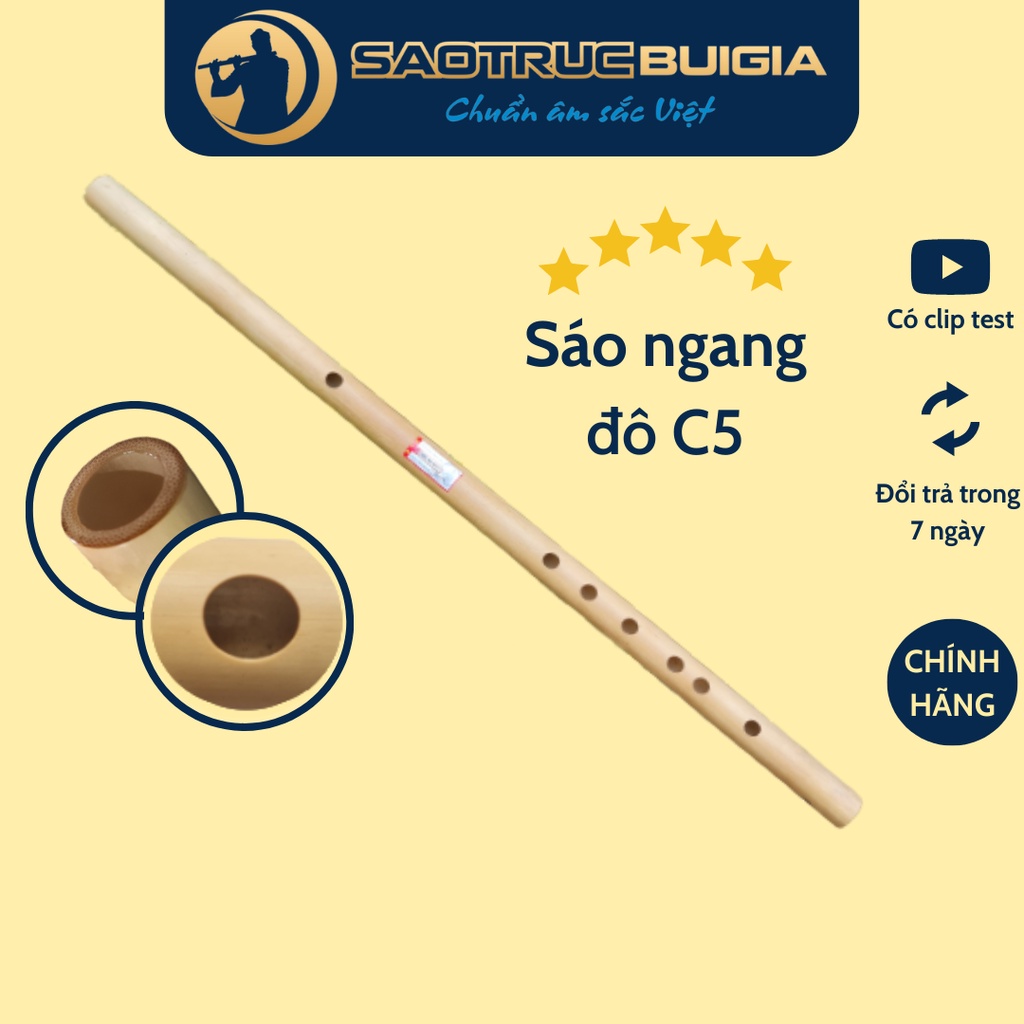 Sáo trúc dòng VS5 Tone Đô (C5) Nứa Bắc - Sáo Trúc Bùi Gia chính hãng