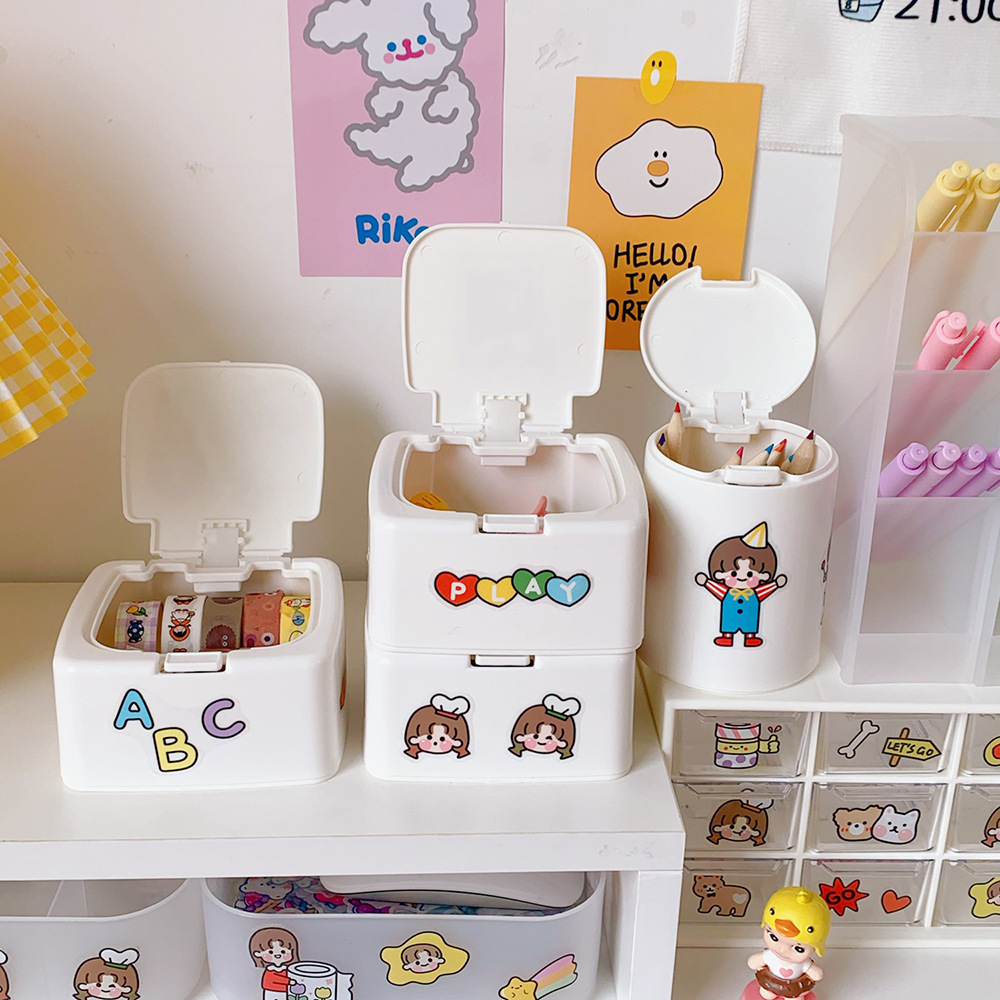 Hộp nhựa Mini đựng đồ dùng để bàn chống bụi có nắp đậy tiện dụng