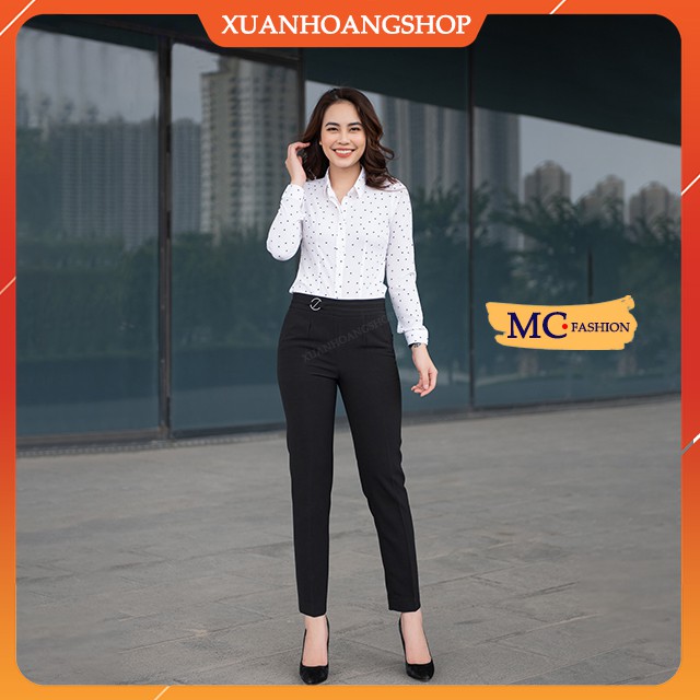 Quần Tây Nữ Lưng Cao Mc Fashion, Cạp Đẹp, Kiểu Dáng Quần Âu Nữ Công Sở, Ống Baggy, Màu Đen, Q0392