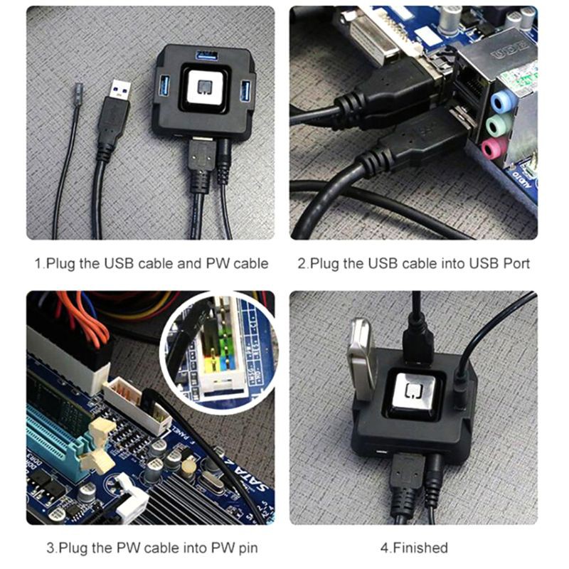 WIN 3 In 1 External Power Switch Reset Button Dual USB Ports Audio Ports with Cable for Desktop PC Computer Use