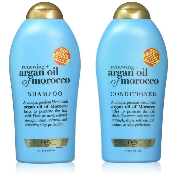 Một cặp Dầu Gội - Dầu Xả  OGX ARGAN OIL OF MOROCCO ( 577ml ) làm mềm mại và óng mượt tóc- Mỹ