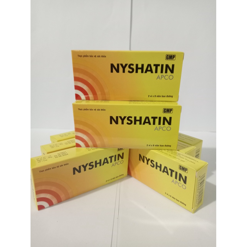 NISHATIN APCO Hộp 16 viên dùng cho người nhiệt miệng, táo bón, nóng nhiệt trong người..