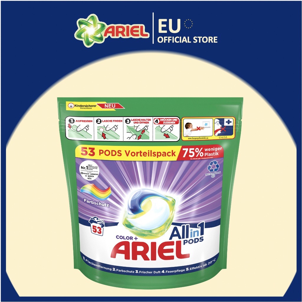 Viên Giặt Xả All In 1 Ariel 53 Viên / Túi Giúp Quần Áo Sạch Tuyệt Vời