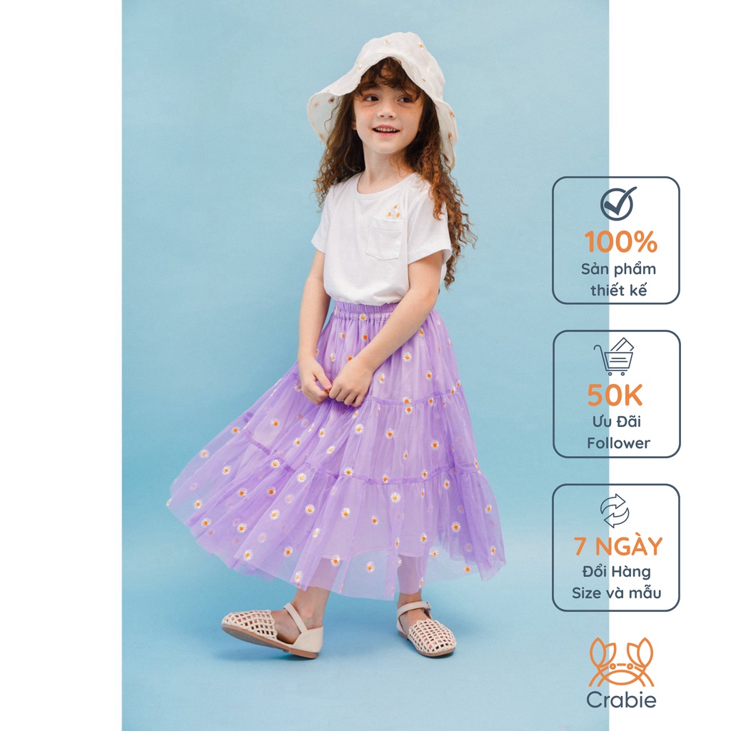 Chân Váy bé gái CRABIE xoè hoa cúc công chúa dự tiệc cho bé từ 3,4,5,6,7,8,9,10 tuổi - Zoie Skirt - Tím