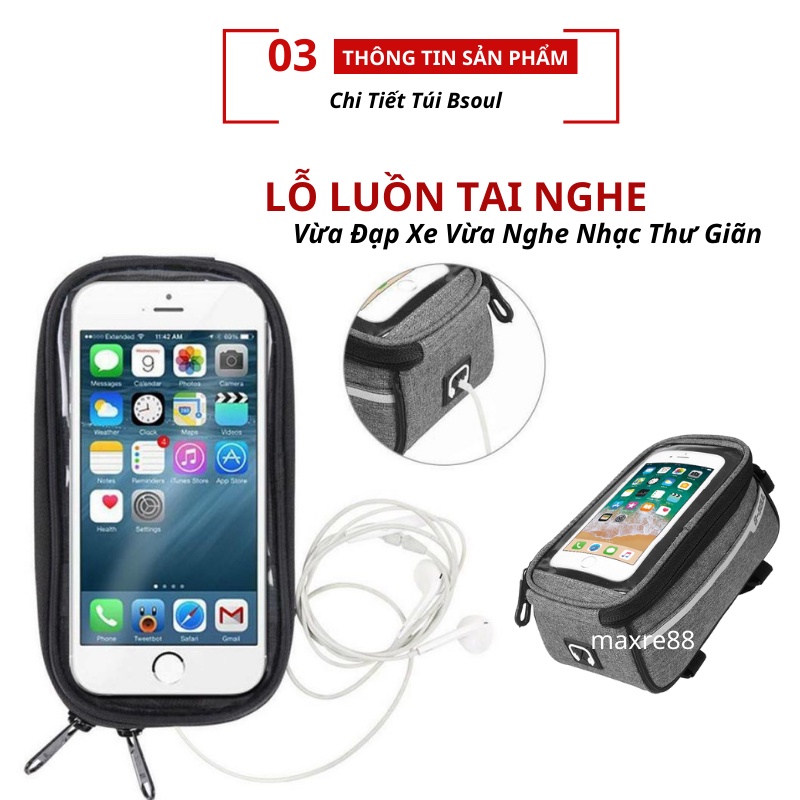 Túi treo sườn xe đạp thể thao cao cấp B-soul đa năng chống nước, đặt được điện thoại tiện lợi