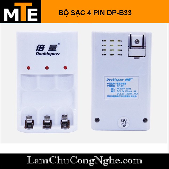 Bộ sạc pin đa năng doublepow DP-B33 - Sạc 3 pin từ nguồn 220V