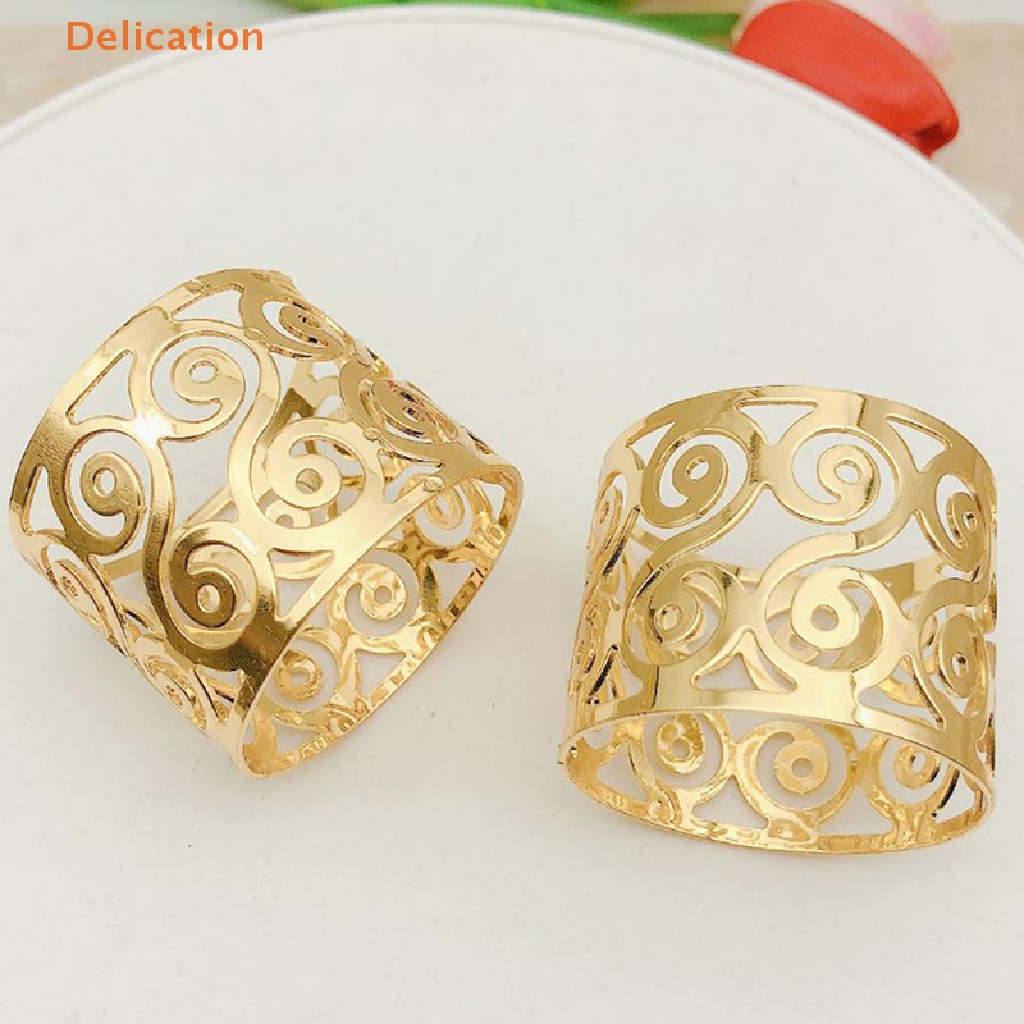 Vòng Nhẫn Giữ Khăn Ăn Khoét Lỗ Tròn Màu Vàng Dùng Trang Trí Bàn Ăn / Tiệc Cưới