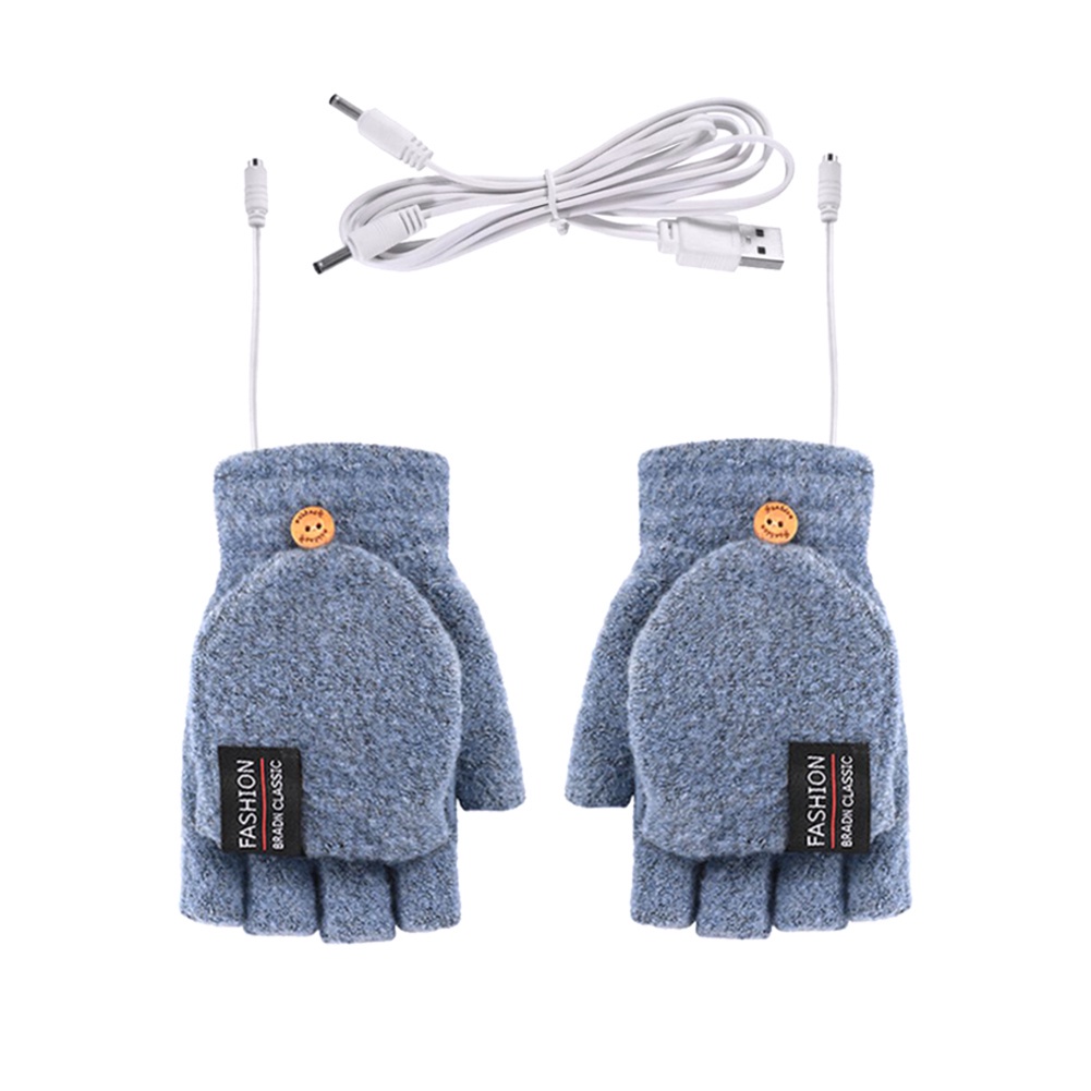 Găng Tay Sưởi Ấm Hở Ngón Bằng Điện Có Cổng Sạc USB