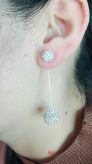Bông tai cầu pha lê dáng dài