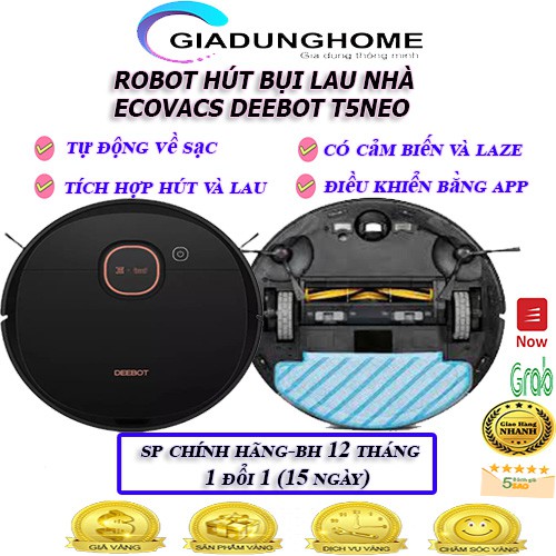 Máy Hút Bụi Lau Nhà Ecovacs Deebot T5 Neo - DX55 , Hàng Chính Hãng , Giá Rẻ [ Sử Dụng App Tiếng Việt ]