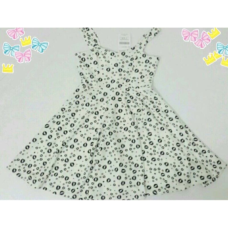 Hàng VNXK - Đầm xòe 2 dây họa tiết đôi môi D148 | BigBuy360 - bigbuy360.vn