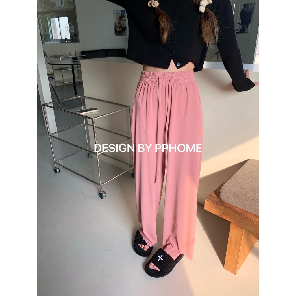 Quần Dài Ống Rộng Lưng Cao Màu Sắc Đơn Giản Hợp Thời Trang Phong Cách Hàn Quốc