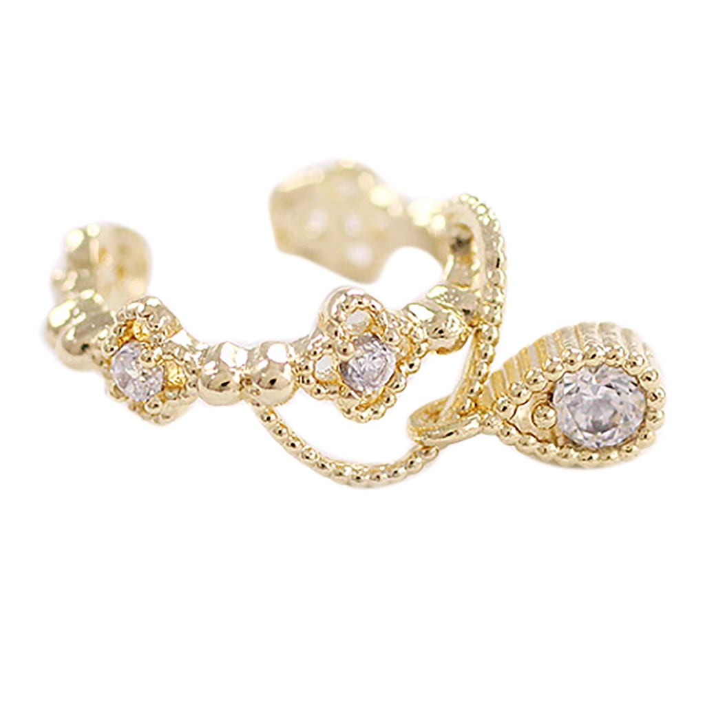 Khuyên vành tai đơn hợp kim đính đá quý nhân tạo xinh xắn dành cho nữ