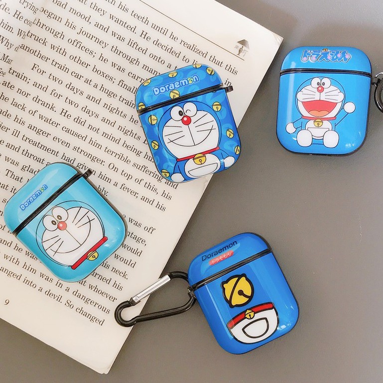 Mềm Vỏ Bảo Vệ Hộp Sạc Tai Nghe airpods 1 / 2 Hình Doremon Kèm Móc Treo Tiện Dụng