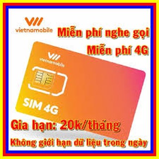 Thánh Sim 4G VietNamobile mới Miễn phí DATA nghe nội mạng miễn phí