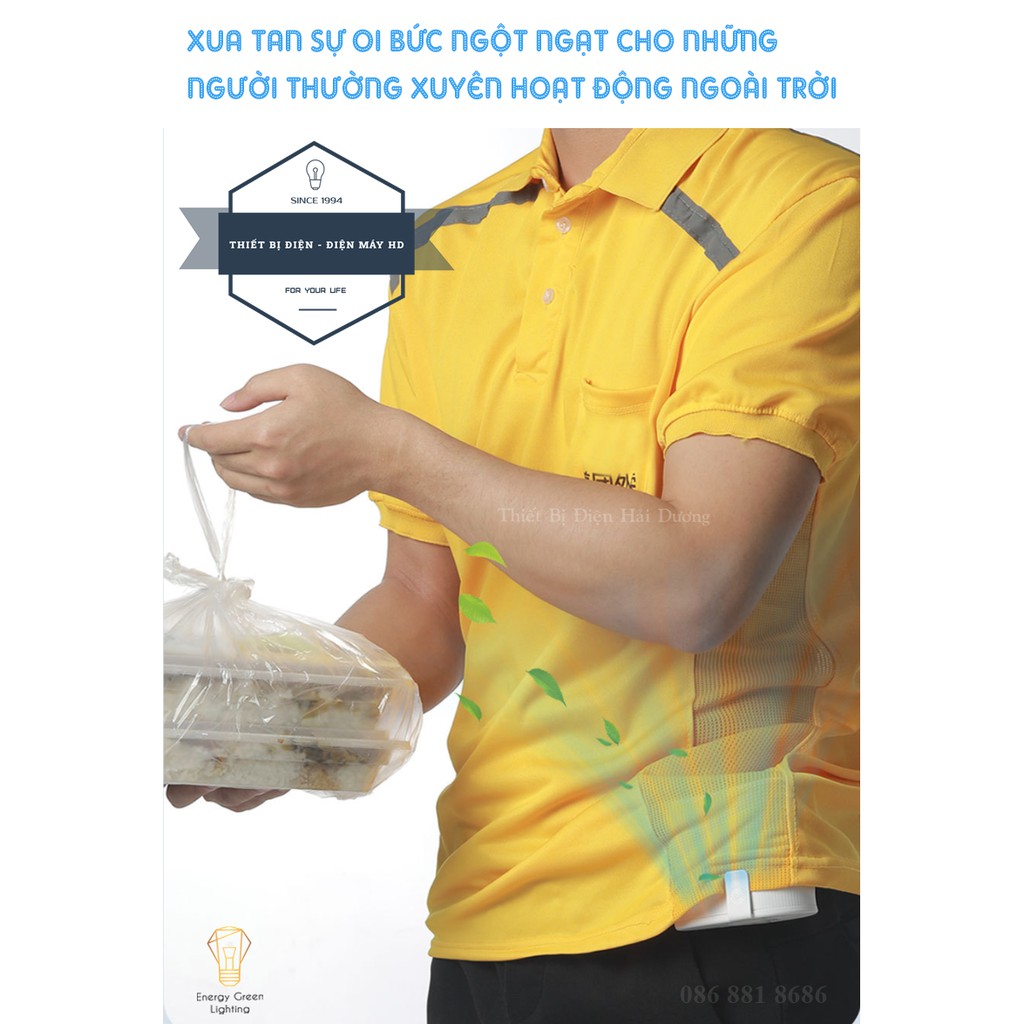 Quạt Tích Điện Mini QMN-F16 - Đeo Hông Cài Vào Thắt Lưng Tiện Lợi - Công Suất 4W - 3 Tốc Độ Gió - Energy Green Lighting