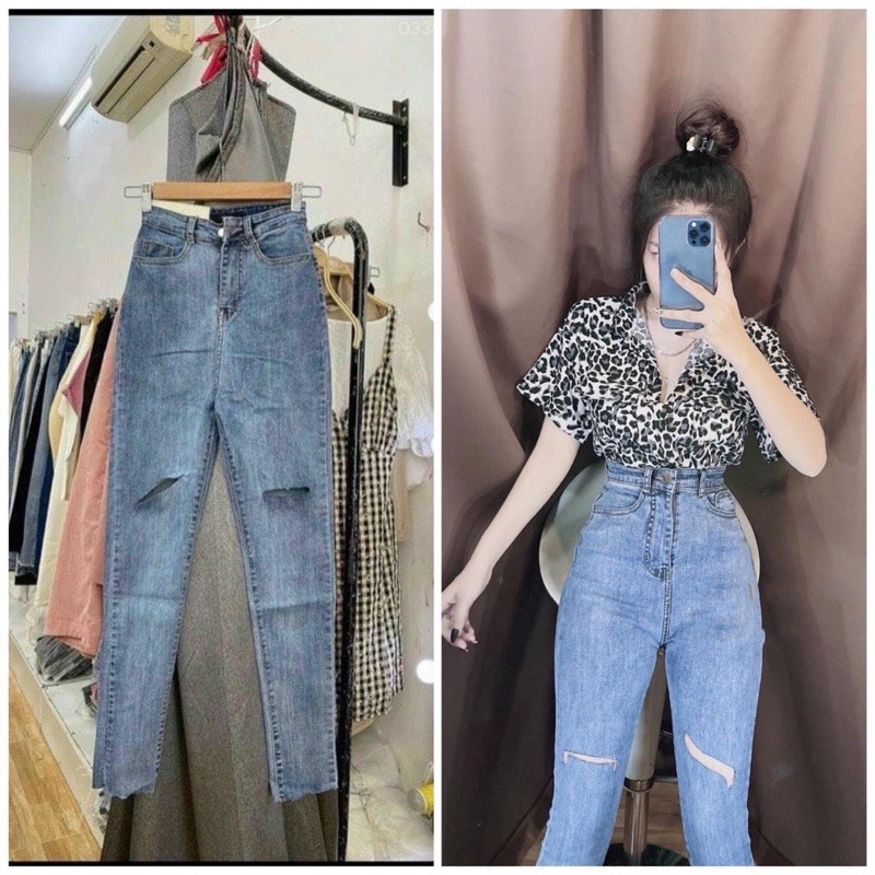 Quần jeans ôm body MÃ 38 lưng siêu cao, quần jean nữ, quần bò nữ lưng cao