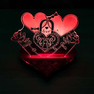 Mô Hình Đèn Led 3D 2 Trái Tim Tình Yêu