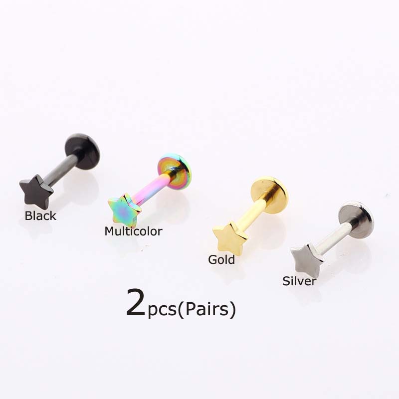 Set 2 Khuyên Môi 16g Bằng Thép Không Gỉ Cá Tính
