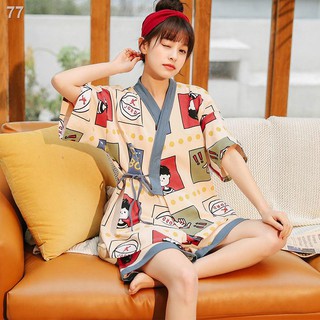 pyjama nữ mùa hè ngắn tay nữ sinh viên kimono ngọt ngào của Nhật Bản cộng với quần áo giam giữ cỡ pyjamas Two- dịch vụ n