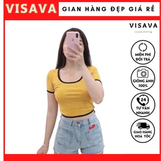áo kiểu cổ vuông VISAVA nhiều màu hàng đẹp Freesize hình thật 100%