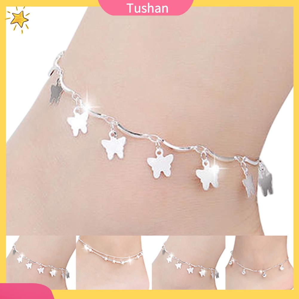 Lắc chân mạ bạc đính chuông xinh xắn