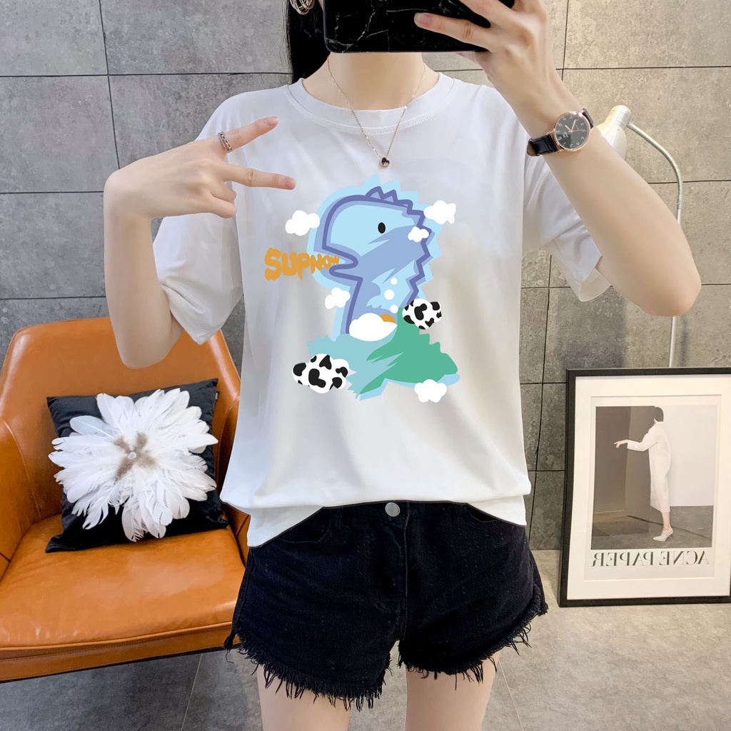 Áo thun trắng ZHELIHANGFEI in họa tiết dễ thương vui nhộn