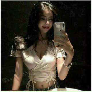 SIÊU PHẨM -- Áo Crotop cổ V eo rút.