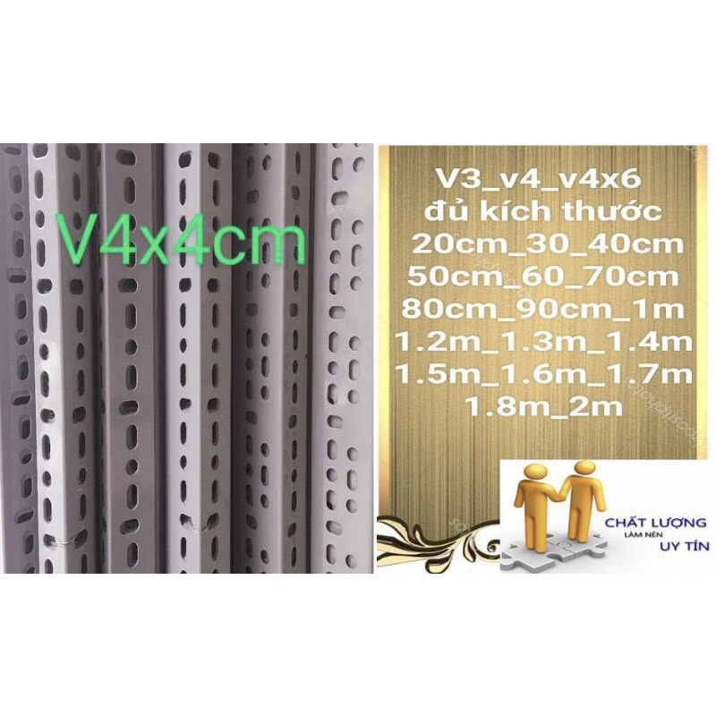 Cây Dài 20-30-40-50-60cm) Thanh sắt v lỗ 3x3cm DÀY 1.5MM sơn tĩnh điện hàng sẵn giao ngay