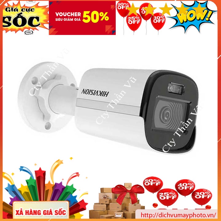 Camera quan sát IP Hik Có Màu, Đèn Trợ Sáng 50m, 2mp, Có Poe Có Mic, mã DS-2CD1T27G0-LUF