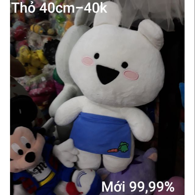 Bạn thỏ trắng tinh, cực xinh, đeo tạp dề cà rốt cao 40cm y hình, like new 99,99%🐰🐾🐾🐾🐰