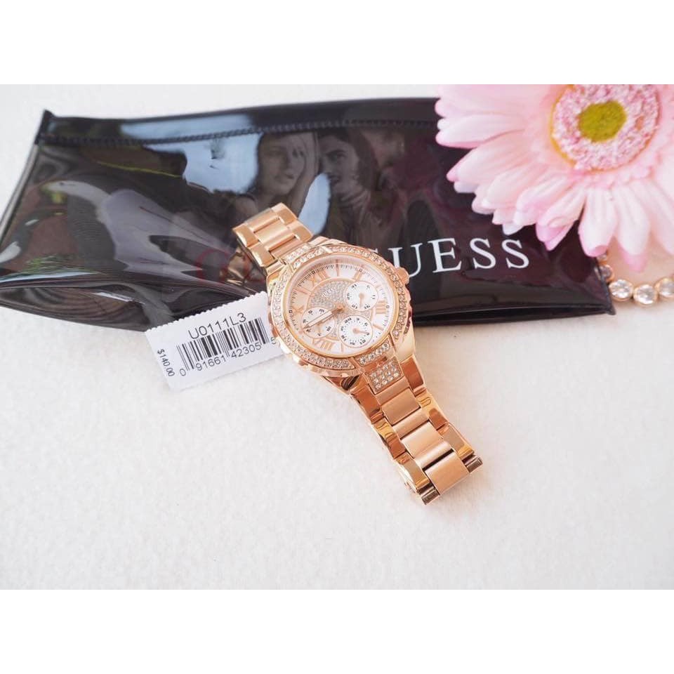 ĐỒNG HỒ NỮ GUESS Women's U0111L3 Rose Gold-Tone Sparkling Watch[Hàng chính hãng_Bảo hành 2 năm]