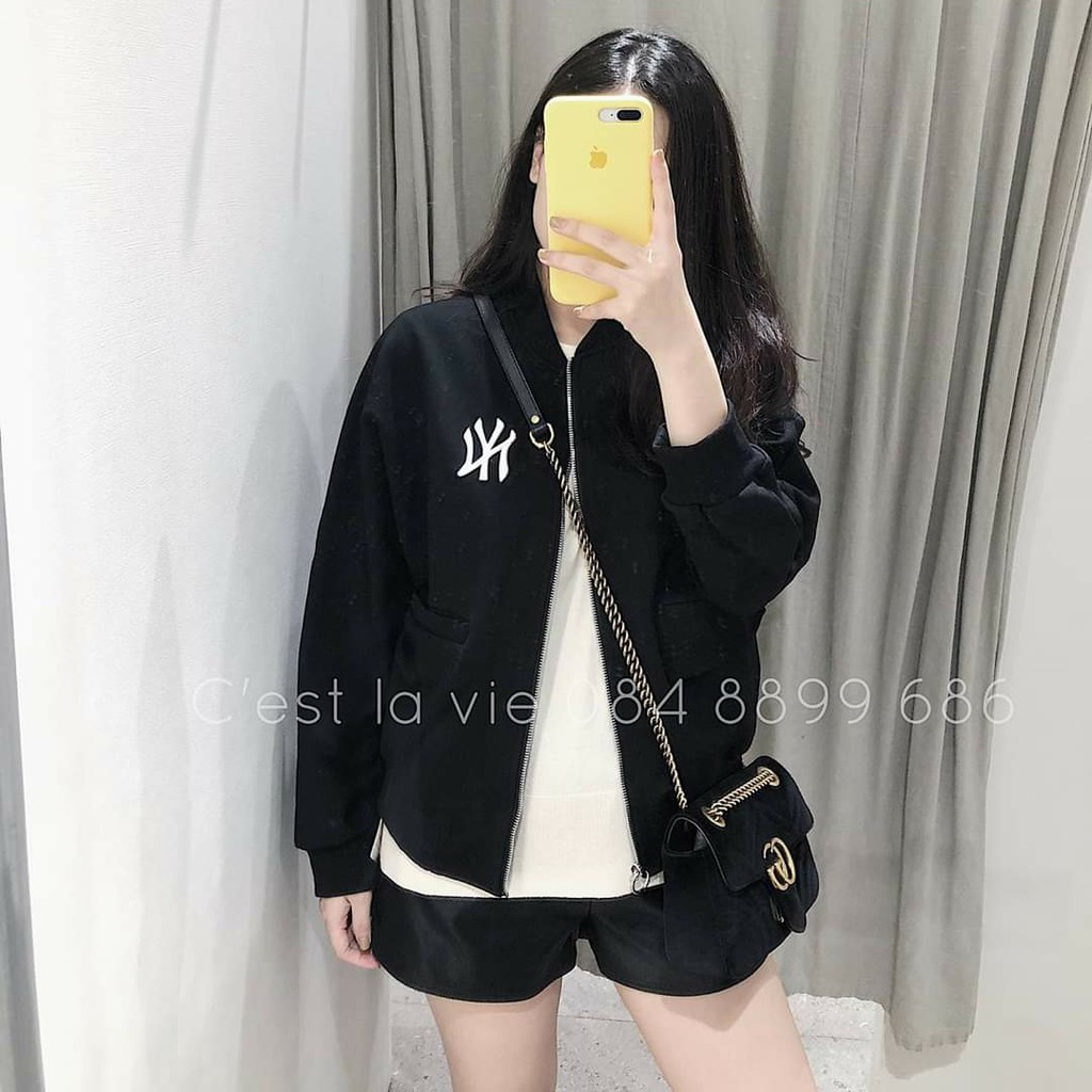 ÁO KHOÁC BOMBER THÊU CHỮ NY FORM RỘNG