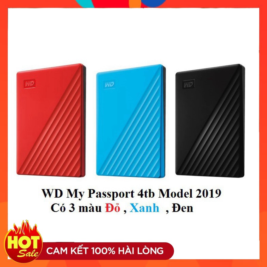 [Mã ELTECHZONE giảm 6% đơn 500K] Ổ cứng di động WD My Passport 4Tb Model 2019- Tặng túi chống sốc Bảo hành 3 năm