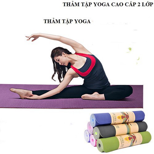 [LOẠI TỐT NHẤT] THẢM TẬP YOGA TPE 2 LỚP DÀY 6MM, Thảm tập gym cao cấp chống trơn trượt nhất